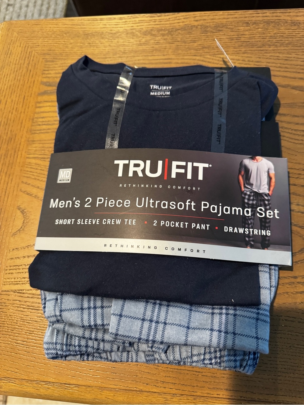 TRU | FIT Men's 2-Piece Ultrasoft Pajama Set - Navy & Gray/Blue Plaid NWT
